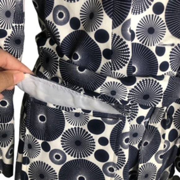 NWT Peck & Peck Navy/Vanilla Belted Fully Lined Coat Size M - Picture 3 of 12